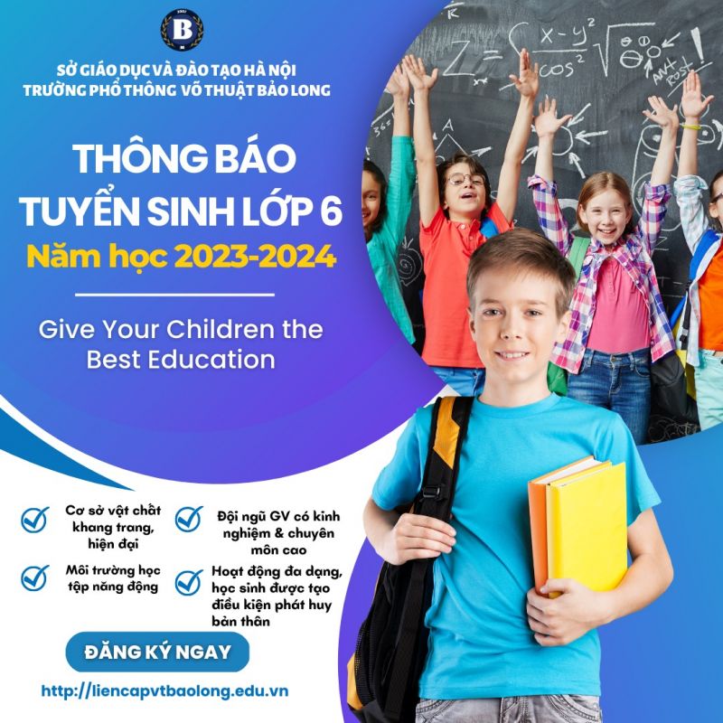 THÔNG BÁO TUYỂN SIINH LỚP 6 NĂM HỌC 2023-2024