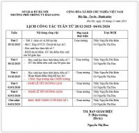 LỊCH CÔNG TÁC TUẦN 48